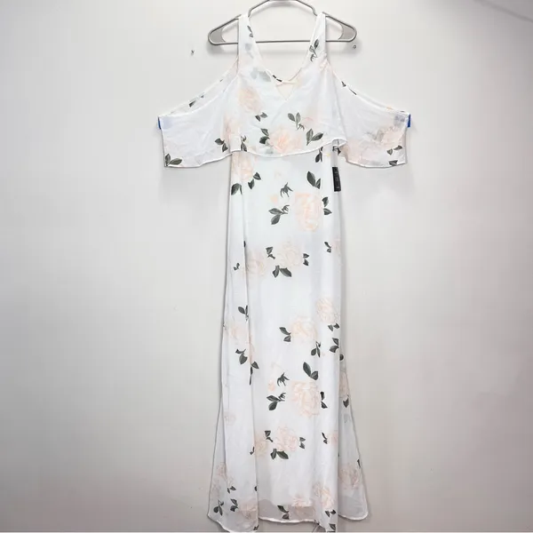 NWT Lulus The Very Thought of‎ You White Pink Floral Ruffle Maxi Dress MEDIUM - Image 5