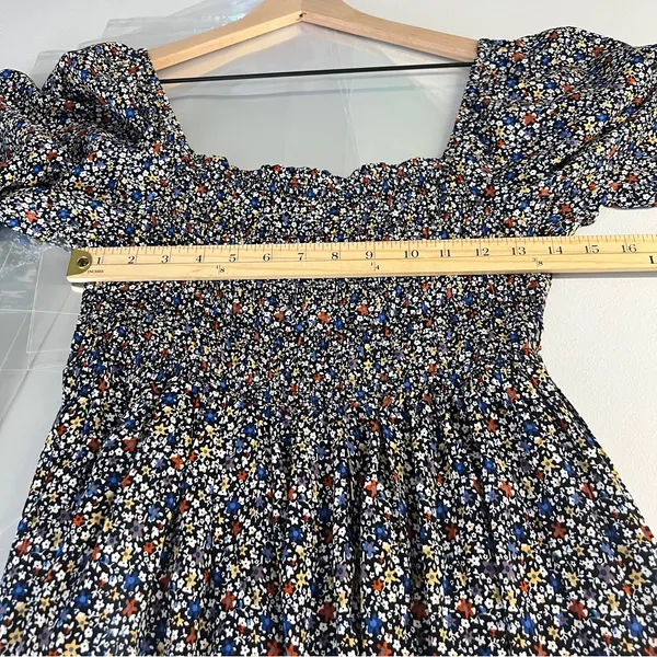 Elloh Multicolor Ditsy Floral Smocked 3/4 Puff Sleeve Tiered Midi Dress‎ Prairie - Image 13