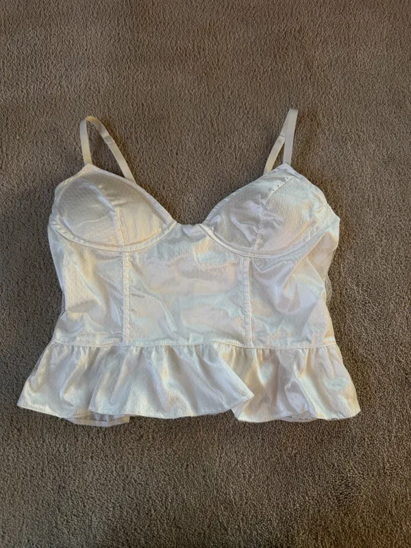 Elegant Moments White Satin Corset Top – Size Small - Image 2