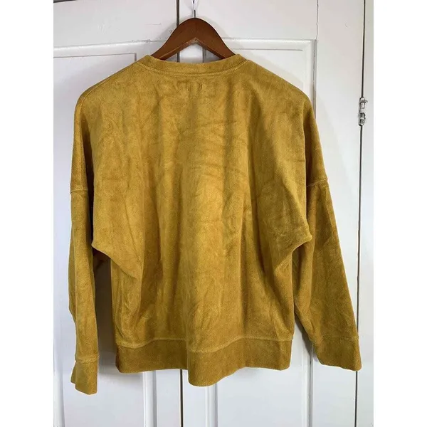 Aerie Soft‎ Velour Sweatshirt Women XS Mustard Yellow Oversized Cozy Top Comfy - Image 2
