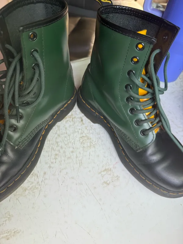 Durable leather Dr. Martens 1460 boots with a unique black, green - Image 4
