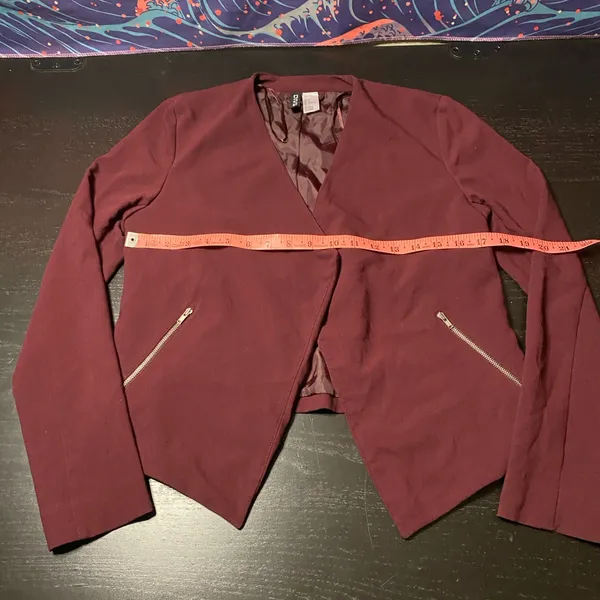 H&M Wine Open-Front Blazer with Zip Pockets - Image 3