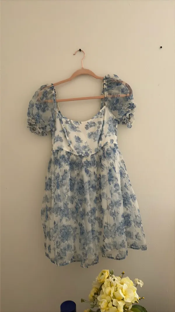 Altar'd State Blue Floral Mini Dress - Image 3