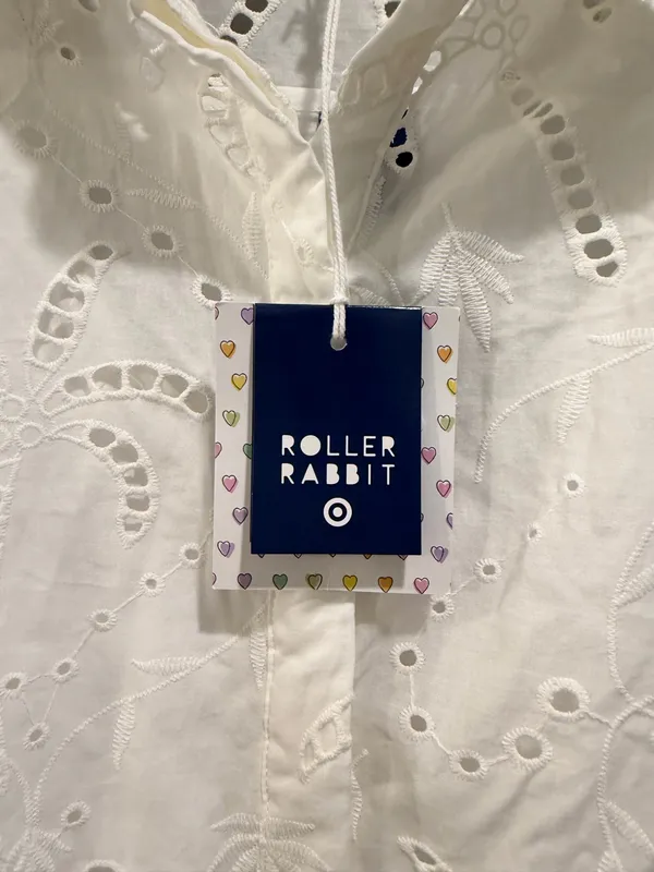 Roller Rabbit X Target Long Sleeve Eyelet Embroidered Collared Mini Shirtdress White - Image 6