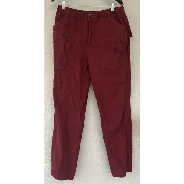 Free People Movement Voyage Pant Red Cargo Utility Front Slash Pockets Large - Image 3