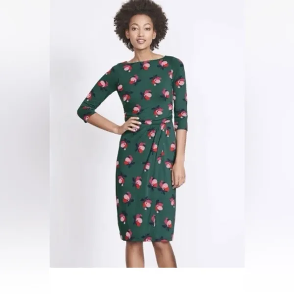Boden Teal Dress with Pink Floral‎ Pattern Green Size undefined - Image 2