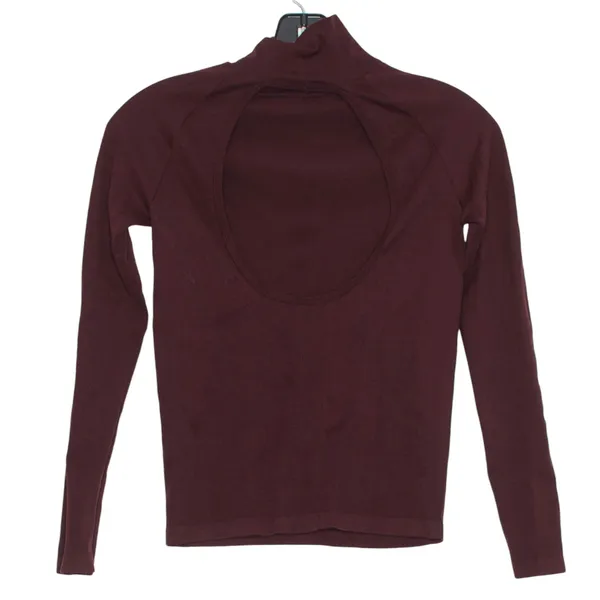 Intimately Free People Top Turtleneck Open Back Y2K Minimalist Grunge Maroon M/L - Image 3