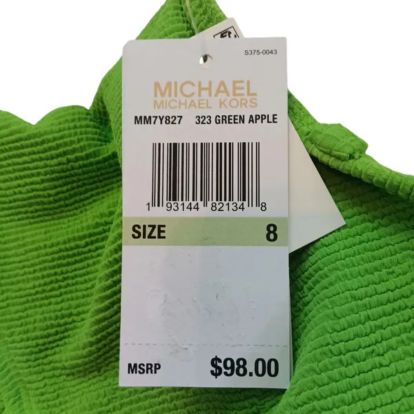 Michael Kors One Piece Swimsuit One Shoulder Cut Out Ribbed Green Size 8 NEW NWT - Image 13