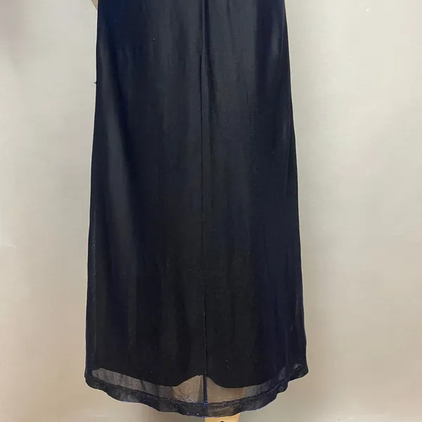 Vintage 90s Prom Dress Velvet FLAWS Empire Waist Sparkly Mesh Evening Blue Black - Image 4