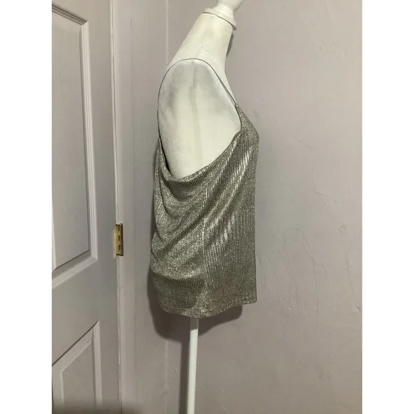 Bishop & Young Letitia Beige Metallic Racerback Shimmer Tank L - Image 4