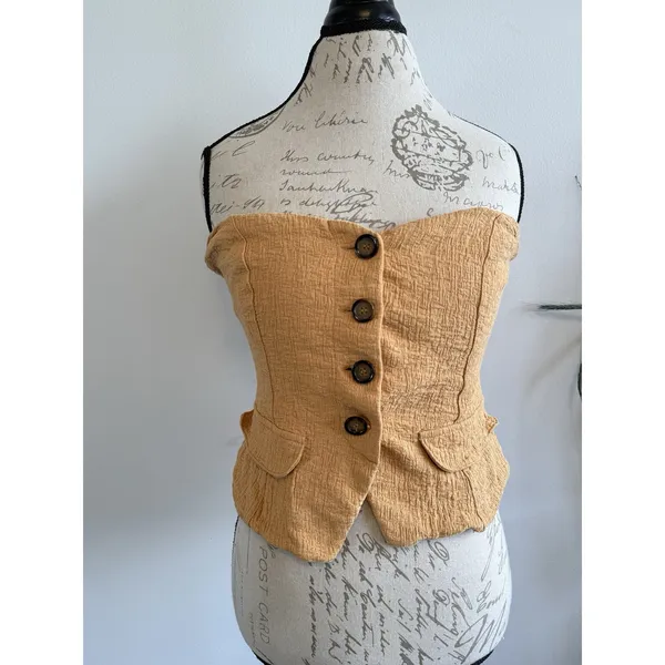 By Anthropologie Tailored Corset Button Front Tube Top Size M‎ - Image 2