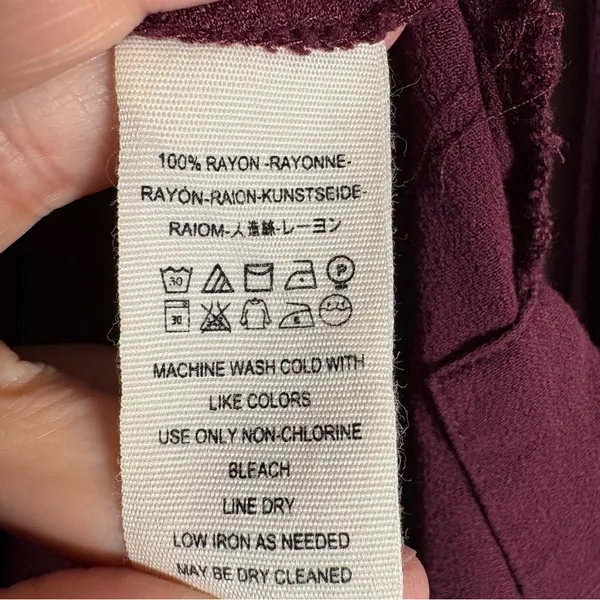 Free People Easy Girl Bell Sleeve Henley Top Women’s S Blouse Maroon Boho Rayon‎ - Image 7