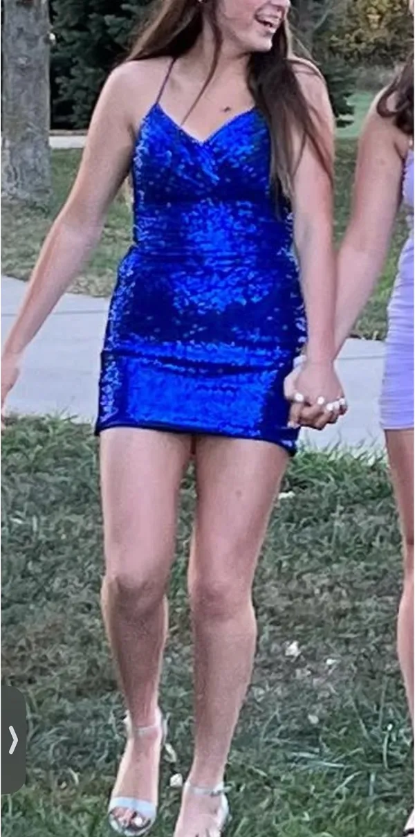 Blue Sparkly Homecoming Dress - Image 3