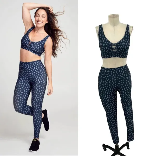 SOUL BY SOULCYCLE Ditsy Cheetah Milestone Legging & Sports‎ Bra Set Size S/M - Image 2