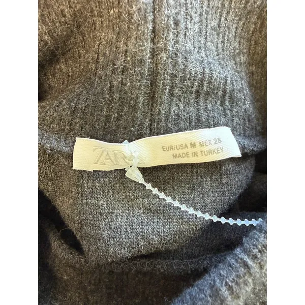 Zara Mock Neck Long‎ Sleeve Sweater Shirt Capsule Knit Academia Charcoal Gray - Image 4