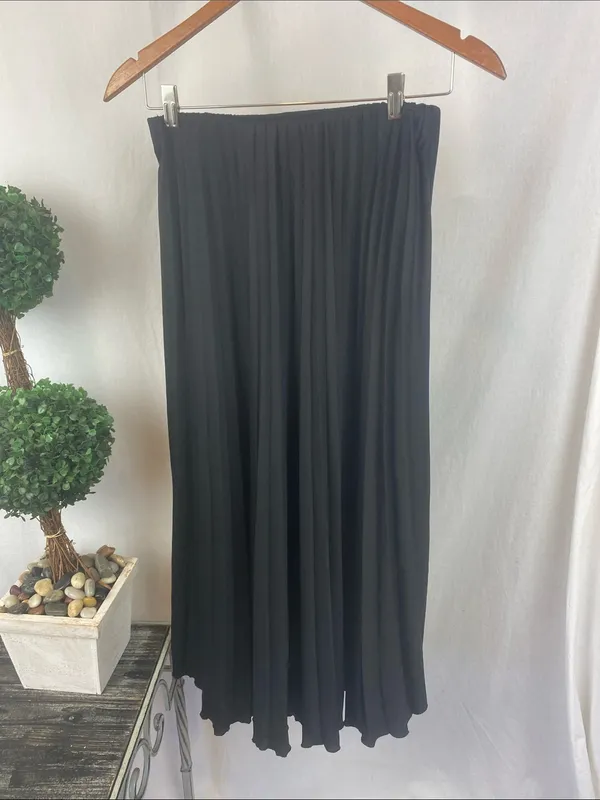 Zara Black Basic Classic Pleated Midi A Line Skirt S - Image 2