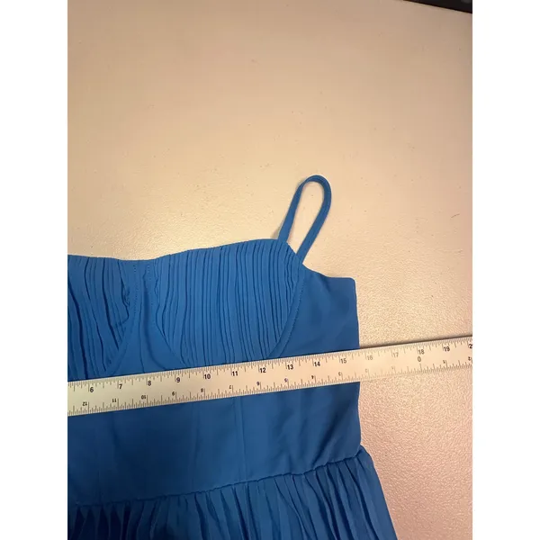 Zeflows Blue Pleated Corset Maxi Dress Adjustable Straps Size M NWT - Image 5