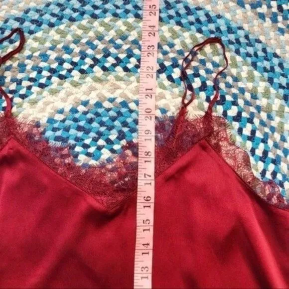 Miss Me Satin Lace Trim Tank Top Small Dark Romantic Dainty Ethereal Vamp Red - Image 11