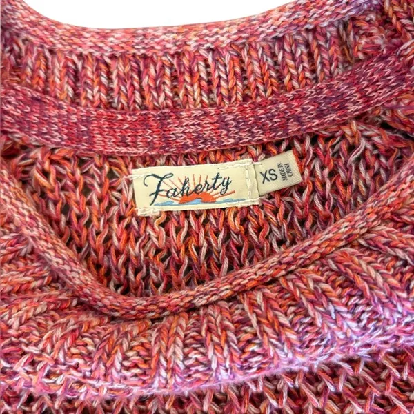 Faherty Saulsalito Sweater Cotton Open Knit Womens Size XS Pink - Image 5