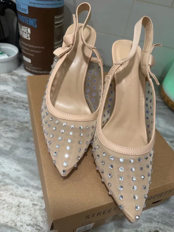 Streetwear Society New Beige Slingback Heels - Image 2
