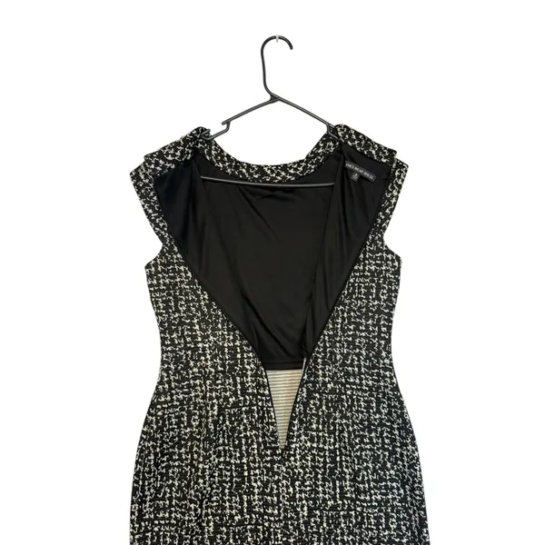 JONES WEAR DRESS Black White Tweed Cap‎ Sleeve Sheath Knee Length Size 8 - Image 5