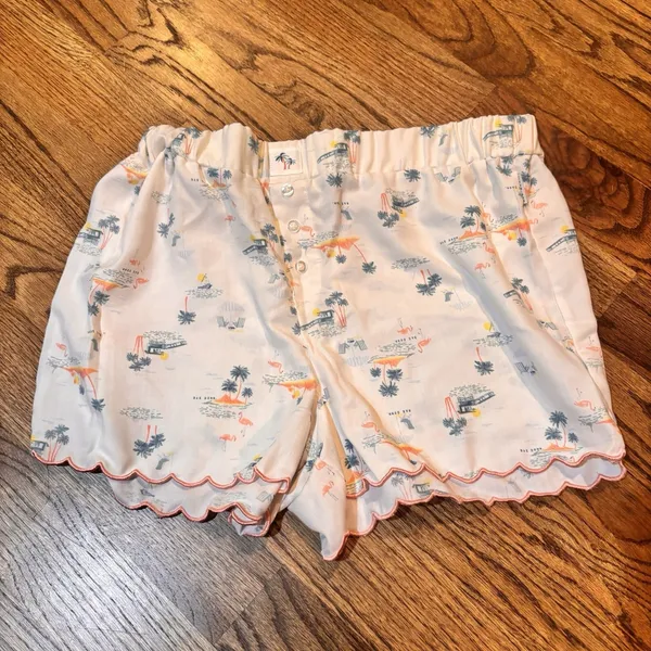 Rae Dunn Pajama Set Large Flamingo Beach Print Cami Shorts‎ Scallop Trim Lounge - Image 6