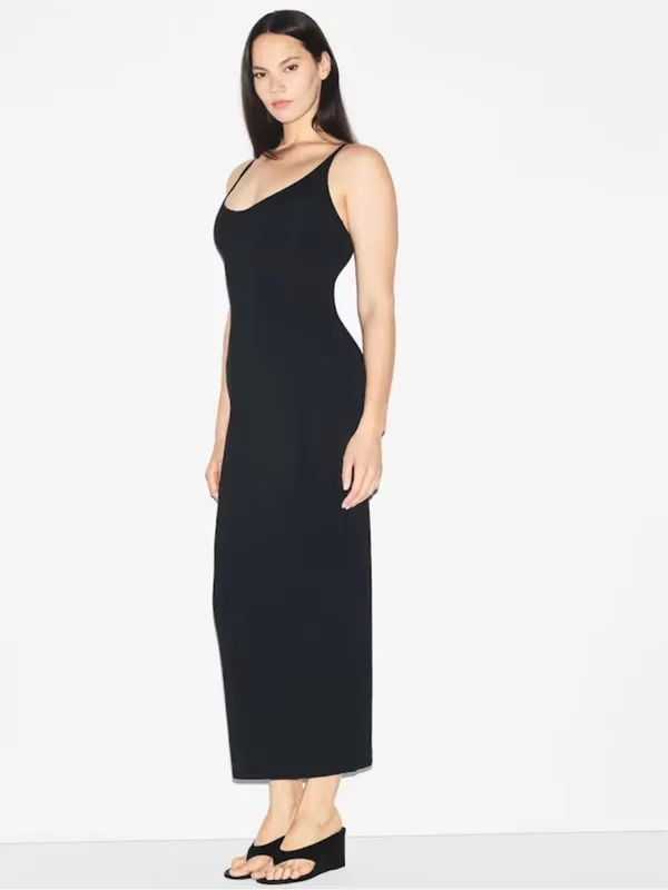 Skims Smooth Lounge Skimpy Scoop Neck Dress Obsidian - Image 3