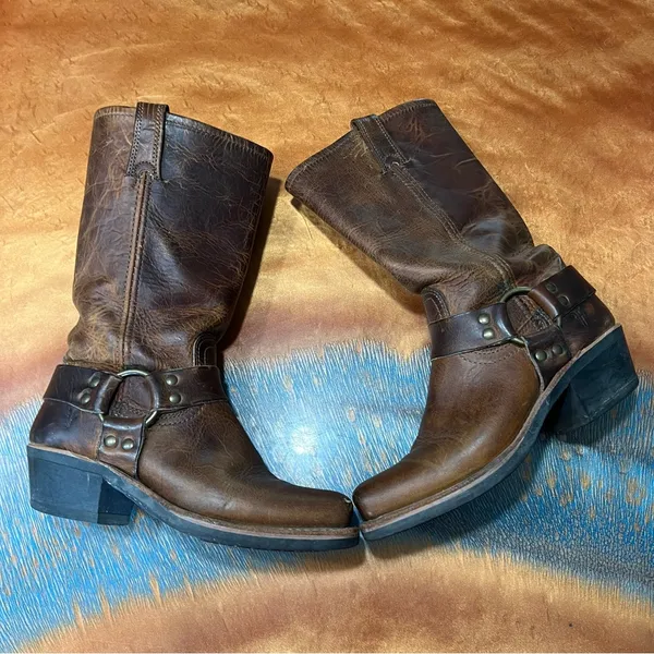 Vintage Frye 12R Brown leather Harness Boots USA Cowgirl size 6 - Image 10