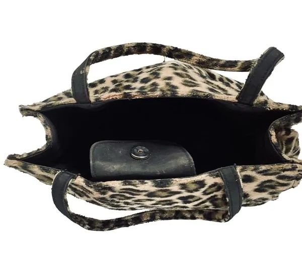 METROSTYLE Leopard Faux Fur Mini Tote - Image 6