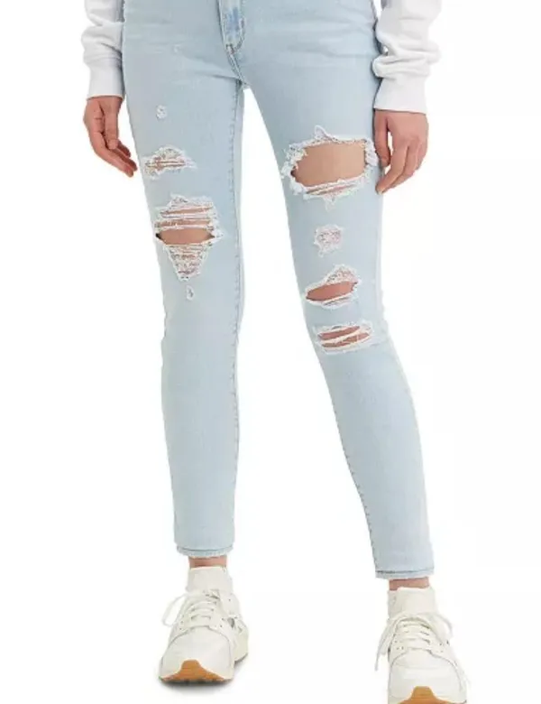 Levi's 711 Skinny Distressed Ankle Jeans Size 28 Light Blue Holes Frayed - Image 7
