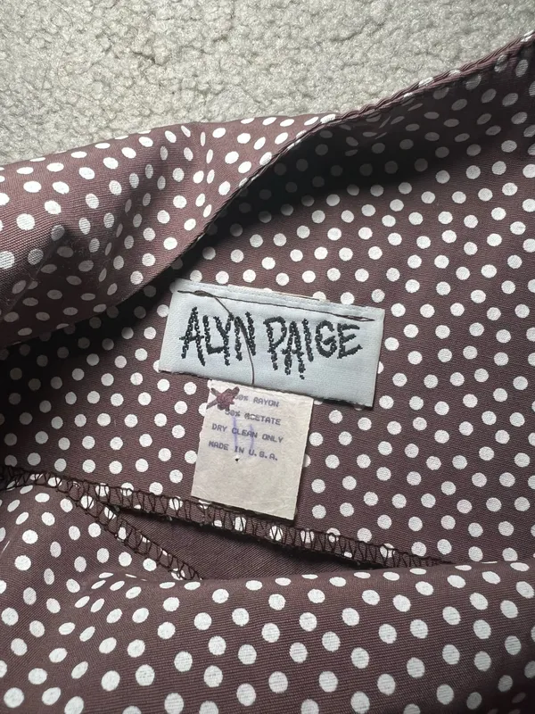 Vintage 90s Made in the USA Alyn Paige Maxi Polka Dot Dress - Image 3
