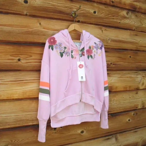 NWT Wildfox Theo Rose Stripe Hoodie Jacket - Image 3