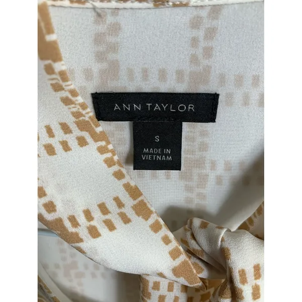 POLISHED PROFESSIONAL | Ann Taylor Bow Neck Windowpane Blouse S - Image 2