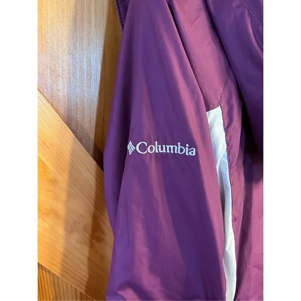 Columbia Yamhill Wind II Jacket Size M Purple White Hooded Full Zip (2470) - Image 8