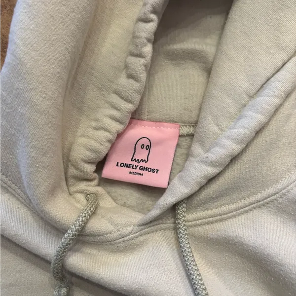Lonely Ghost It’s Cool To Care Earth Smile Art Tan Hoodie MEDIUM - Image 7
