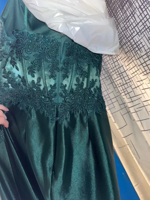 Formal David's Bridal Dress Green - Image 6