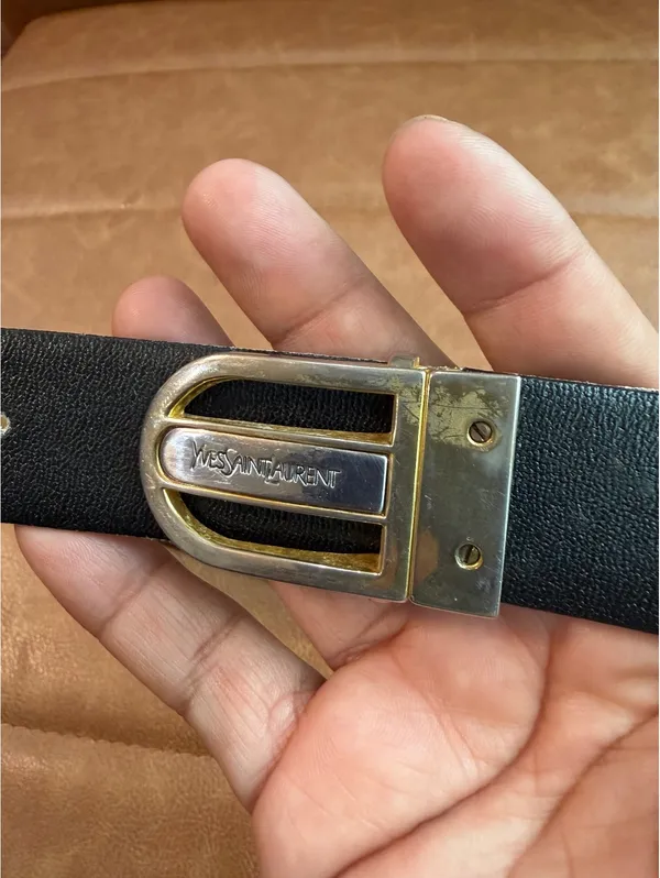 Vintage Yves Saint Laurent two tone buckle reversible belt - Image 3