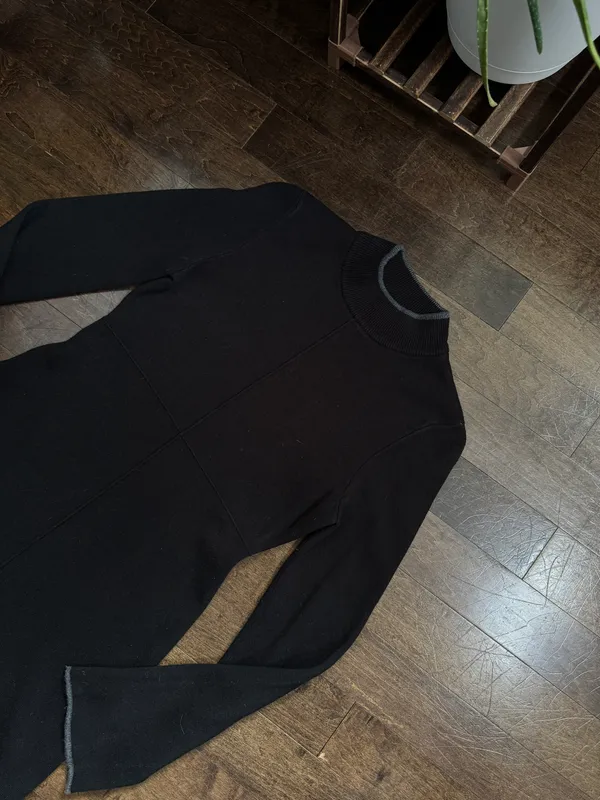Topshop black mock neck bell sleeve fit and flare comfy knit sweater mini dress - Image 5