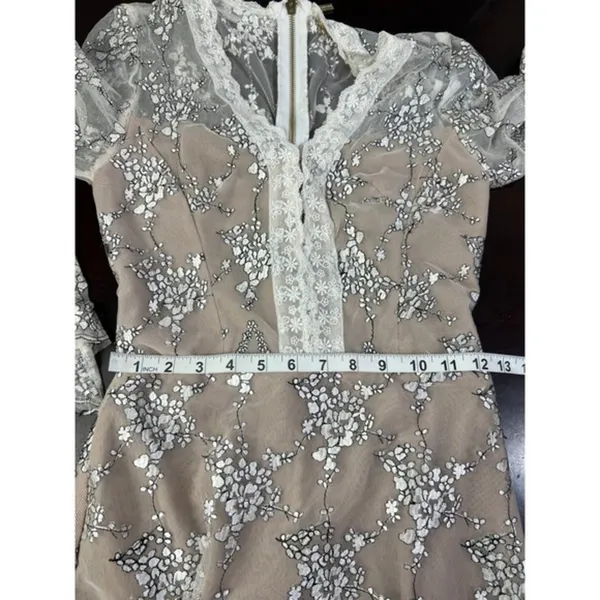 Bronx & Banco White Lace Floral Illusion Midi Dress Fits S Ethereal Elegance - Image 8