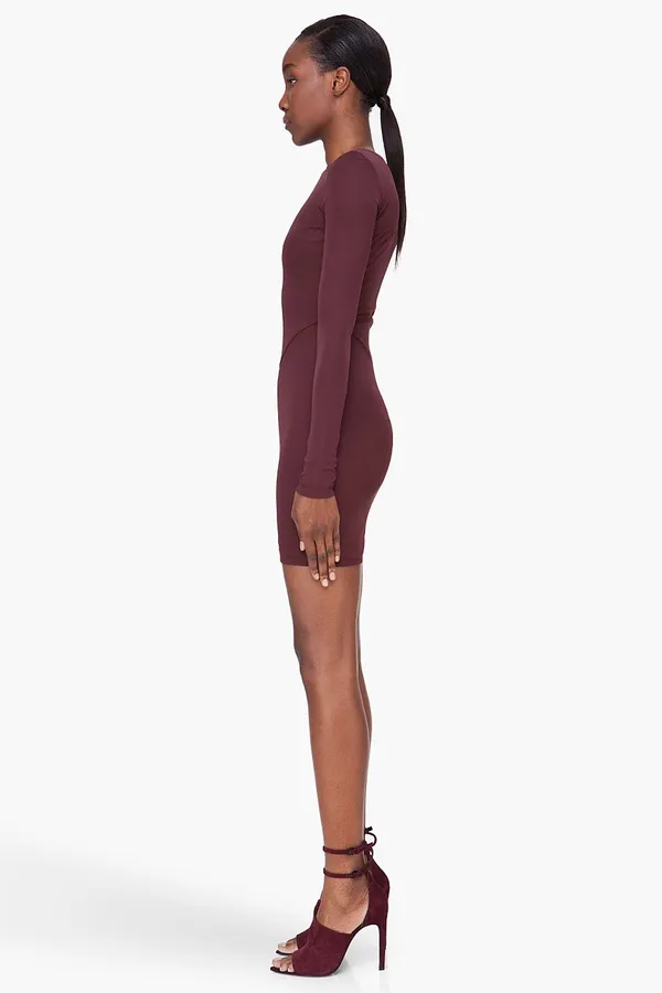 Alexander Wang T by women’s burgundy mesh inset fitted knit dress size small S - Image 15