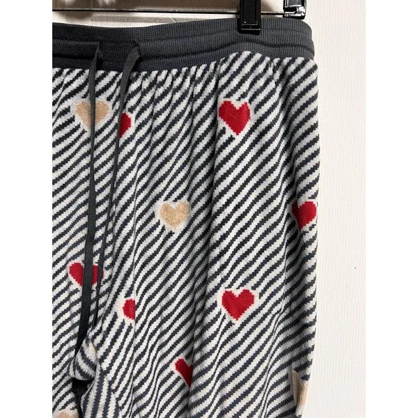 Secret Treasures Womens Large 12-14 Heart Striped Pajama‎ Jogger Pants Black Red - Image 2