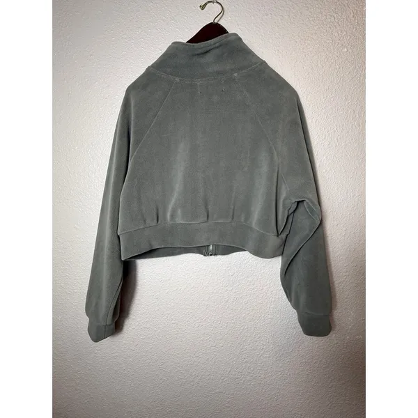 Love Poem by Block Skylar-1 Cropped Fleece Zip-Up Jacket Gray Sage M - Image 2