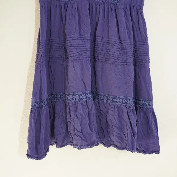 Altar'd State Blue Purple Mini Dress Boho Embroidered Babydoll Fun Wedding Guest - Image 3