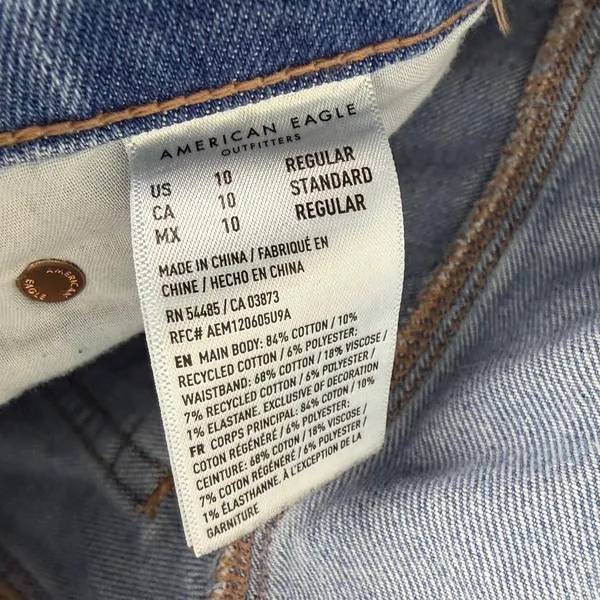 American Eagle Baggy Jean Medium Wash Denim Distressed Closet Basic Size 10 - Image 11
