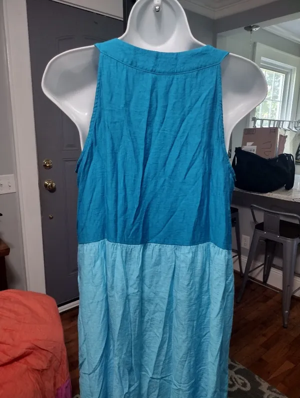 J. Jill Teal, Light Blue & Green Tiered Sleeveless Maxi Dress - Image 3