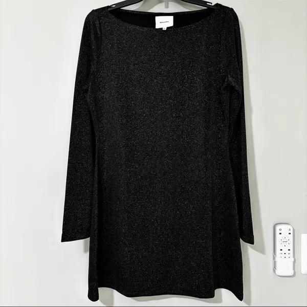 Reformation Jaelynn Knit Dress in black silver sparkle size L - Image 2