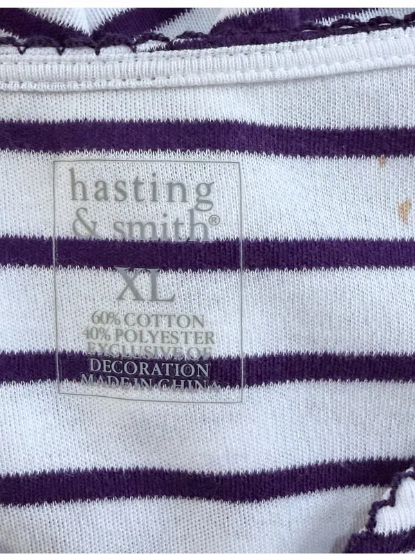 Hasting & Smith NWT Dark Purple Striped Floral 3/4 Sleeve Cotton Blend Top XL - Image 7