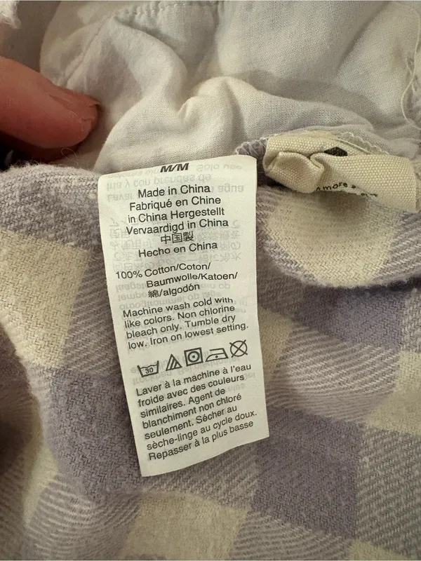 Madewell Lavender Check Button-Up Flannel 100% Cotton Shirt with pockets - Image 5