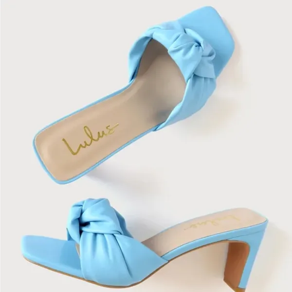 BNWOT Lulu’s Lunko Ice Light Blue High Heeled Slide Sandals Size 6 - Image 3