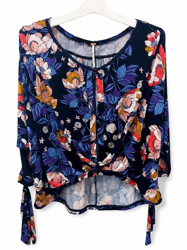 Free People Tropical Floral Print 3/4 Sleeve Blouse Size Small - Image 2